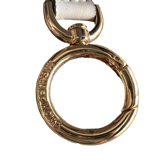 Michael Kors NWOT Leather Pom-Pom Key Chain Bag Charm Blue - Picture 8 of 9